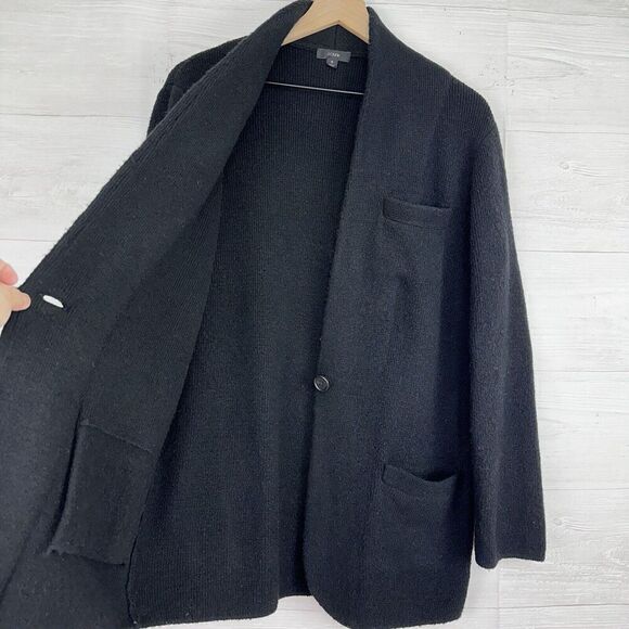 J.Crew Cocoon Sweater Blazer Jacket Women S Black Single Breasted Wool Alpaca - Picture 7 of 16